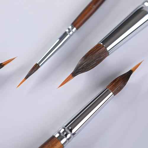 Watercolor Brushes Professional, Fuumuui 4Pcs Extended Needle Point Brushes Synthetic Extra Long Pinhead Brush with Sable Body for Fine Detailing - Watercolor Acrylic Gouache Inks Painting