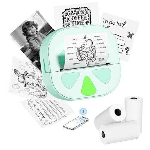 Sticker Printer Mini Print Pod, Bluetooth Thermal Sticker Maker Machine with 3 Roll Paper, D20 Portable Inkless Pocket impresora port?til Picture Label Printer for Phone DIYJournal Kids Gift