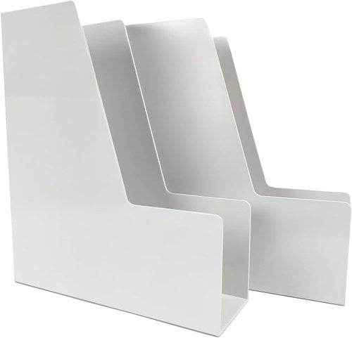 YUNNO Clear Magazine Holder, 2-Pack PET Document Holder for Desk, Vertical File Organizer for Desk, Clear Plastic Organizer Bins Holding for Magazines, Binders, Notebooks, Envelopes (White)