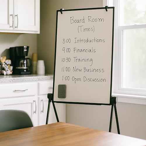 Flipside Products 24" x 36" Double-Sided Magnetic Dry Erase Swivel Adjustable Easel, Liftable, Whiteboard, Marquee, Store Sign, Sale Display, Flipchart Hooks, Marker Tray, Black Frame