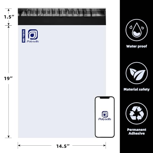 POLYSELLS 14.5x19 Inch Waterproof Poly Mailers - 100 Pack Shipping Envelopes for Clothing & Accessories