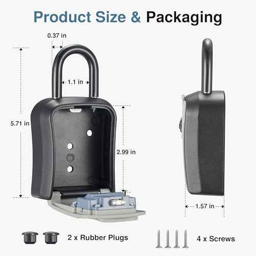 Puroma Lock Box for Keys with Code, Portable Wall-Mounted Storage Resettable Combination Key Lockbox, Outside Safe Security Box for House, Apartment, Office Key Storage (1 Pack,Gray)