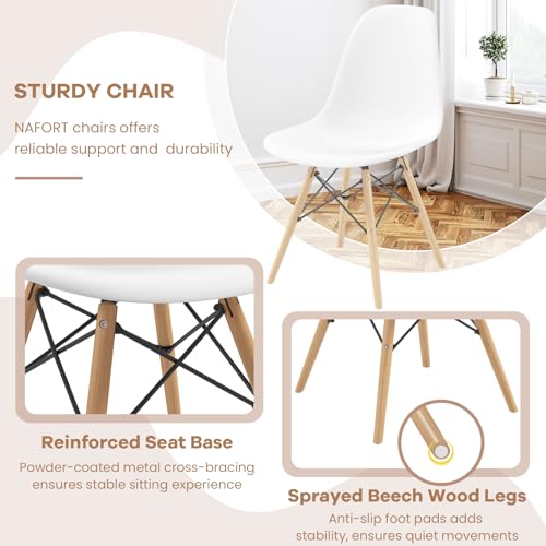 NAFORT 31.5'' Round Dining Table Set for 4 - 5-Piece Kitchen & Dining Room (White Table + 4 Beech Chairs)