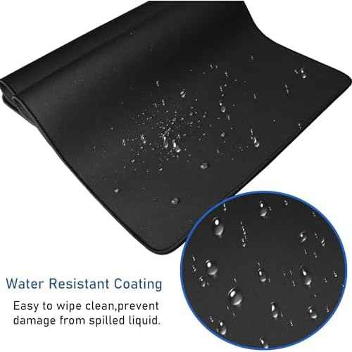 Large Extended Gaming Mouse Pad with Stitched Edges, 47.3 X 23.6 in Desk Pad Durable Non-Slip Natural Rubber Base, Waterproof Computer Keyboard Mat for Esports Pros, Gamer, Desktop, Black