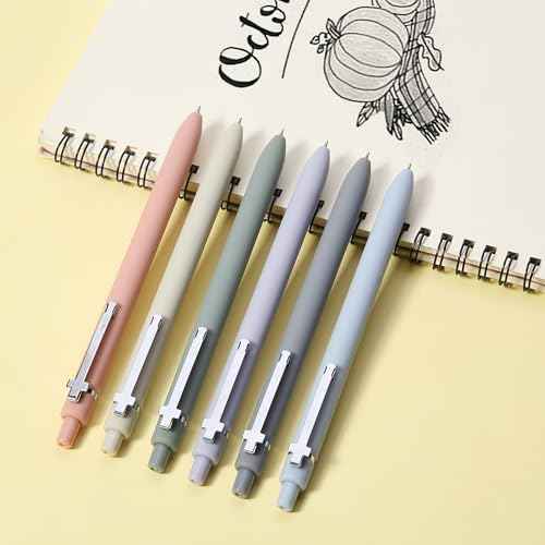 Mr. Pen- Bible Journaling Pens, 6 Pack, 0.5 mm Black Ink, Retractable Gel Pens for Journaling, Morandi Barrel with Silver Cross Clip, Smooth Writing Aesthetic Pens for Women