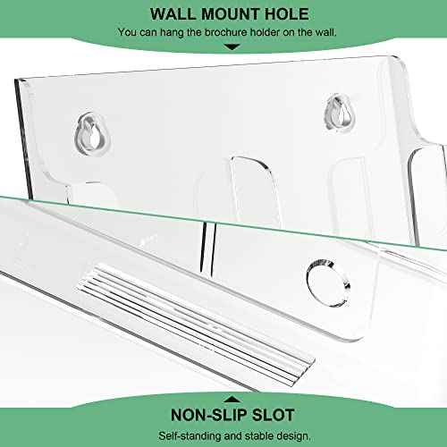 zavekia 2 Pack 3 Tier Acrylic Brochure Holder 8.5 x 11 inch, Clear Literature Organizer Magazine Stand with Removable Divider for 4 x 9 inch Brochures,Magazine Holder,Flyer Holder
