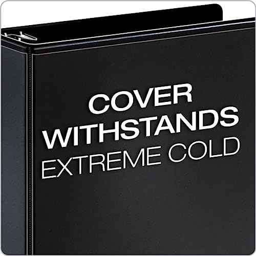 Cardinal 3 Ring Binder, 6 Inch Heavy Duty XtraLife Binder, Locking Slant-D Rings, Crack-Resistant Cover & Spine, ClearVue Covers with Shelf Pull, Holds 1,300 Sheets, Black (26361)