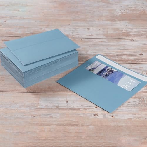 50 Pack 5 x 7 Envelopes Colored Self Seal for Wedding, Party Invitations, Greeting Cards, Announcements, Photos, 5.24 x 7.21 Inches (Dusty-Blue)