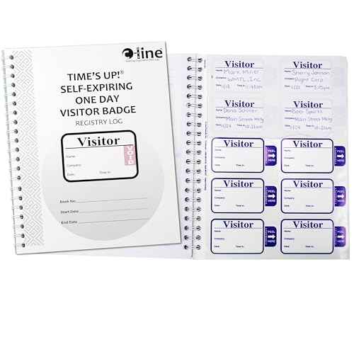 C-Line Times Up! Self-Expiring Visitor Badge with Registry Log, 150 24-Hour Badges (97009)