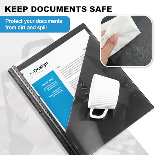 Teling 48 Pack Clear Front Report Covers with 3 Prongs Fasteners, 11.42 x 9.45 Inch Plastic Presentation Folders Bulk, 90 Sheet Capacity, Book File Covers for Office School Business, Black
