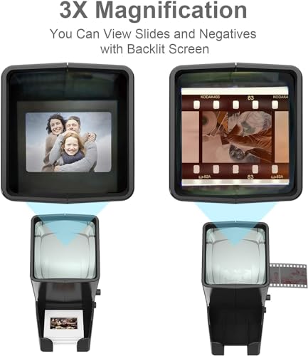 DIGITNOW 35mm Slide and Film Viewer with 3X Magnification, LED Light, USB & Battery Power