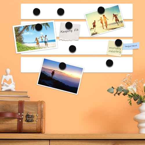 Lockways Magnetic Whiteboard Strip Set, 4 Pieces 2 x 15 Inch Bulletin Board bar, White Color,Adhesive Backing Memo Board for Office, Magnetic Calendar, Photos, Name Cards & Papers