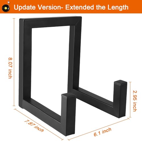 Picowe Vinyl Record Storage Holder, Large 8" Black LP Record Holder Vinyl Display Rack Organizer for Albums, Metal Record Display Stand