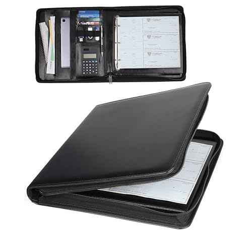 3 Ring Check Binder Portfolio, For Home Accountant & End-Stub Deskbook Checks - 3-on-a-Page Business Checks, Fit 3 & 9 Holes Check, Can Hold 250 Checks, Vinyl Leather Cover