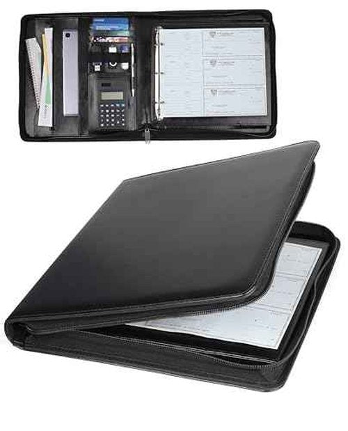 Dutymark 3 Ring Check Binder Portfolio, For Home Accountant & End-Stub Deskbook Checks - 3-on-a-Page Business Checks, Fit 3 & 9 Holes Check, Can Hold 250 Checks, Vinyl Leather Cover