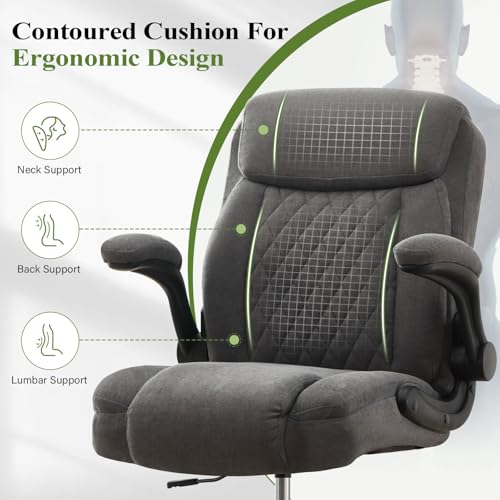 MAHOMICO Grey Drafting Chair Tall Office Chair for Standing Desk, Ergonomic with Foot Ring & Lumbar Support