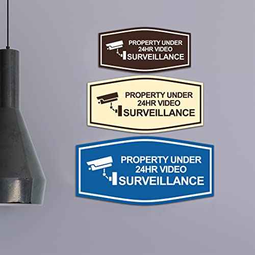 Fancy Property Under 24Hr Video Surveillance (Camera) Sign (Brushed Silver) - Large (5 Pack)