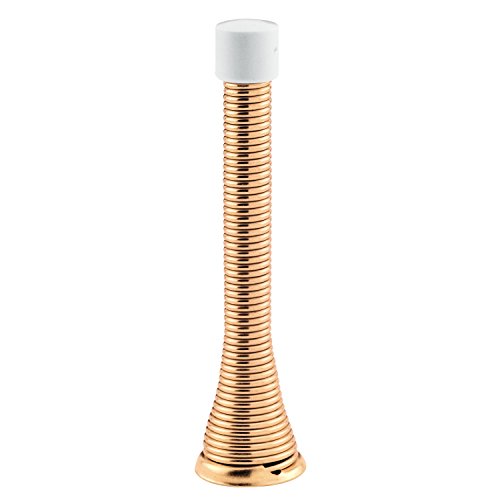 Prime-Line MP9158-50 Door Stop, 4 In. Reach, Spring Steel, Brass Plated, Heavy-Duty, Flexible Wire, Rubber Tip, Baseboard Mount (50 Pack)