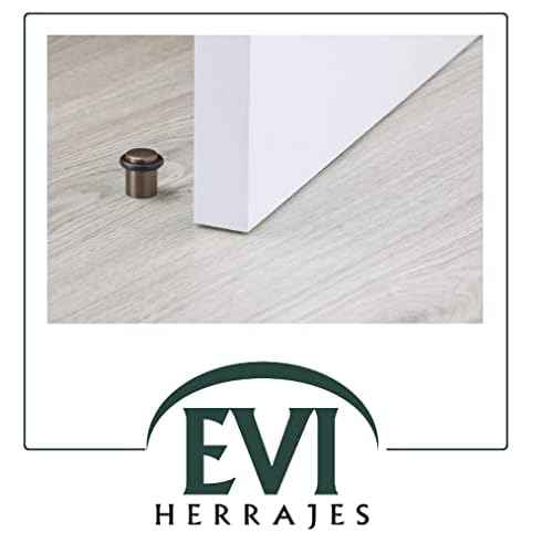 Pack of 2 EVI Door Stoppers | Rustic Brass Floor Door Stop - Screw Fastening - Protector Rubber - 0.79 x 1.14 Inch Door Stop