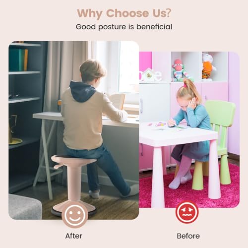 GIANTEX Adjustable Wobble Stool for Classroom & Office Seating - Peach Pink 24"