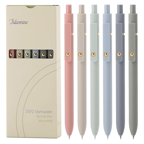 Morandi Ddaowanx 6-Pack Retractable Gel Pens 0.5mm Quick-Dry Black Ink