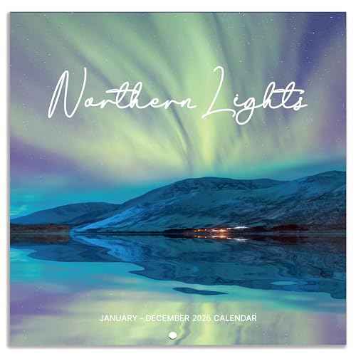 2026 Wall Calendar - Calendar 2026, Northern lights Calendar, January 2026 - December 2026, 12" x 24" (Open), 12 Months Wall Calendar 2026 with Hanging Holes, Large Blocks