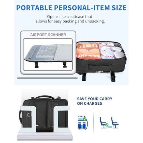 WANDF Travel Backpack For Spirit Airlines Personal Item Bag 18x14x8 with Wet Pocket, 17 Inch Laptop Backpack for Men Women£¨Black£©