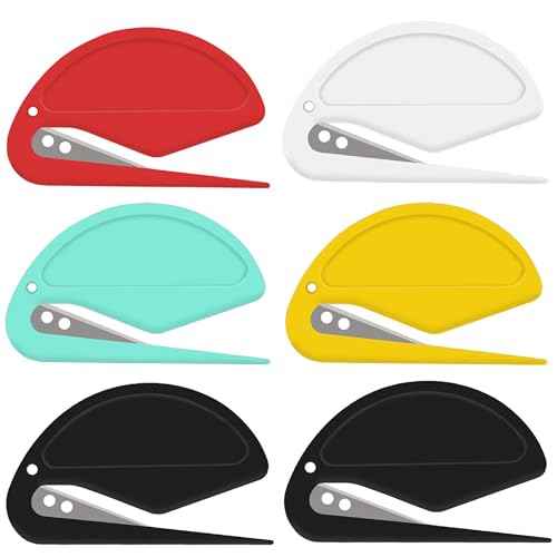 Mini Letter Opener - 6 Pcs Durable Plastic Envelope Opener - Manual Envelope Slitter for Home Office and School