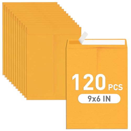 ESSENTIAL 120 Pack 6x9 Inches Manilla Envelopes Self Seal Closure Office Mailing