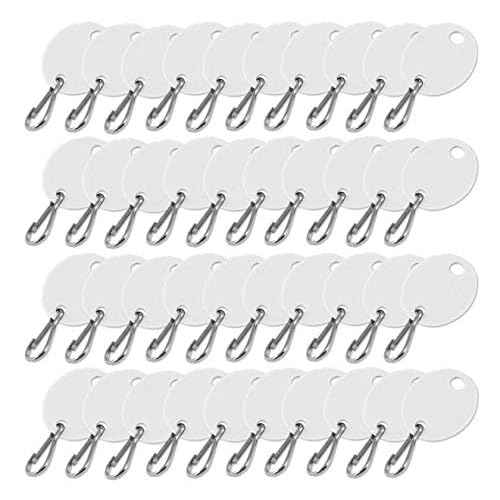 Lucky Line Oval Cabinet Key Tag with Hook, White, 100 Blank Tags (25890)