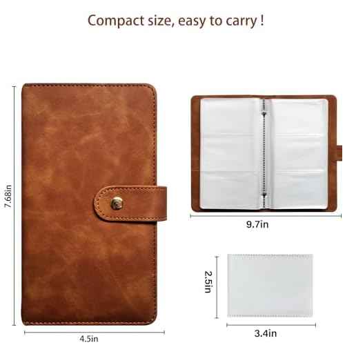 Leather Professional Business Card Holder Book Organizer, 240 Card Slots Capacity Booklet, Premium PU Name Cards Storage Folder with Soft Cover, Credit Card Binder Holder for Men/Women (Brown)