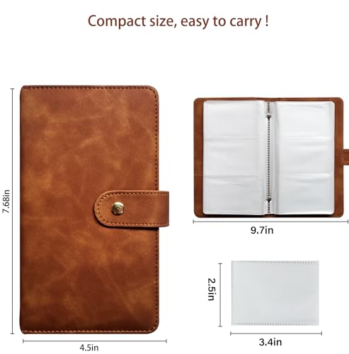 Brown Leather Business Card Holder Book Organizer with 240 Slots