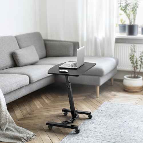 SHW Mobile Height Adjustable Laptop Rolling Cart with Height Adjustment from 28" to 33", Black