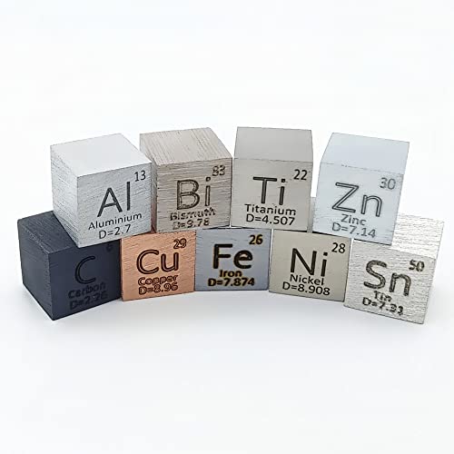 0.39" Element Cube Set - 10mm Density Copper Iron Bismuth Titanium - Up to 99.99% Purity (9-01)