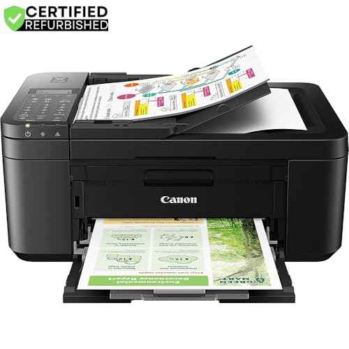 Canon PIXMA TR4720 All-in-One Wireless Printer with Auto Document Feeder, Mobile Printing, Copy, Fax & Scanner Black 5074C002 (Renewed) Bundle w/DGE USB Connection Cable +Small Business Software Kit