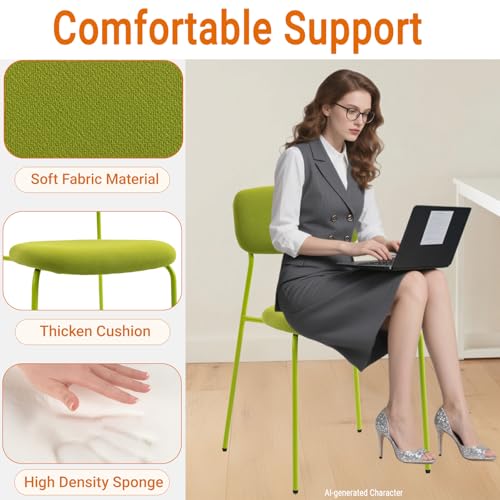 Sidanli Stackable Armless Waiting Room Chairs Set of 4 with Cushions – Green