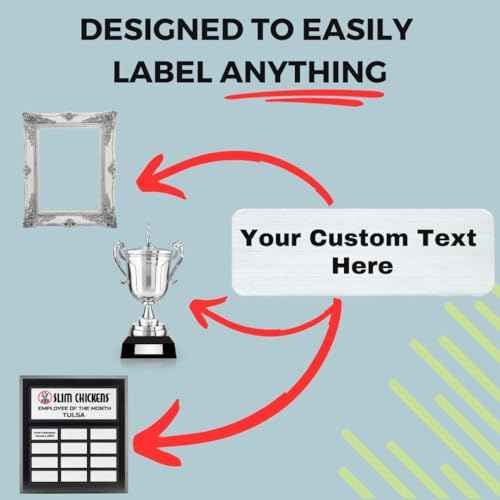 1x3 Personalized, Custom Engraved Name Plate Plaque, Gold or Silver Flexi-Brass Metallic Finish with Adhesive Backing, (Silver)