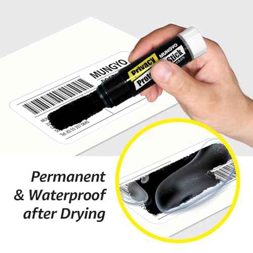 MUNGYO Identity Theft Protector Privacy Protection Stick, 1 Count Privacy Protecting Blackout Marker, Redacting Pen, Private Information Protector Stick, Roll-on Black Marker Pen on Any Surface.