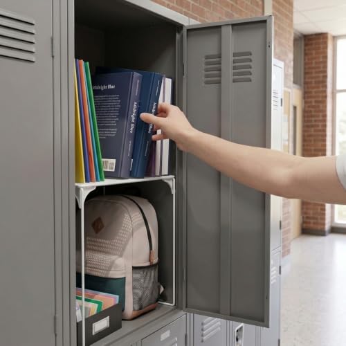 Locker Organizer Shelf, Stackable Metal Shelf for School Lockers, 2