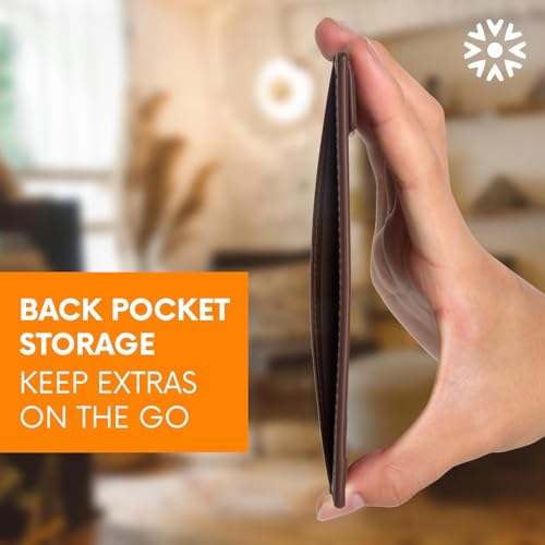 Notsu Dark Brown Vegan Leather Note Card Holder - 3x5 Inch with Magnetic Clip & Extra Pocket