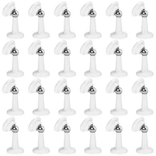 Moxweyeni 24 Pack Magnetic Door Stoppers Magnetic RV Door Stopper Stainless Steel Heavy Duty Stops RV Holder Keep Open for Wall and Floor Mounting No Drilling Stop with Adhesive Tapes(White)