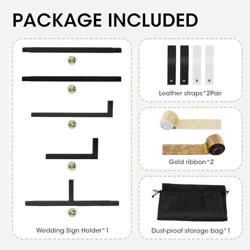 Wedding Welcome Sign Stand, Welcome to Our Wedding Sign Holder with Leather Hanging Strap,50"x30"x 20"Heavy Duty Easel Stand for Sign Suitable for Wedding, Birthday, Halloween, (Black)