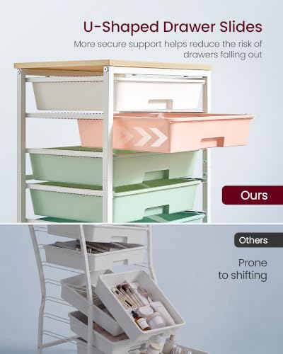 VASAGLE 8-Drawer Rolling Cart with Wooden Top — Multicolor