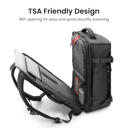 Tomtoc Travel Backpack 40L Black TSA Carry-On Flight Approved, Eco-Friendly