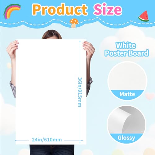 Hixdo White Poster Board 24x36 Inches Pack of 30 Heavyweight Blank Display Sheets