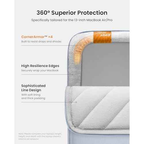 tomtoc 360¡Æ Protective Laptop Sleeve for 13-inch New MacBook Air M4/A3240 2025, M3/A3113, M2/A2681 M1/A2337 A2179 A1932, 13-inch MacBook Pro M2/A2686 M1/A2338, Water-Resistant Computer Case Bag