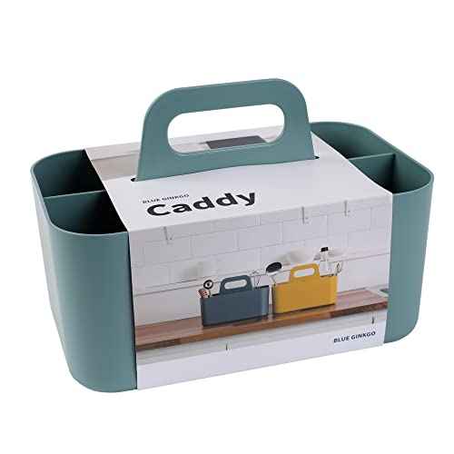BLUE GINKGO Stackable Organizer Caddy ? Korean-Made Portable Tote for Bathroom, Office, Crafts, or School Supplies (Rectangle, Green)
