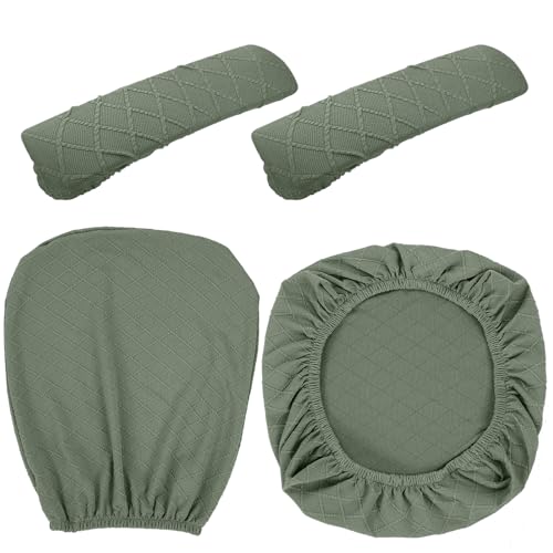 Olive Green 4-Piece Office Chair Cover Set (Seat, Back, Armrest Pads) by Tallew