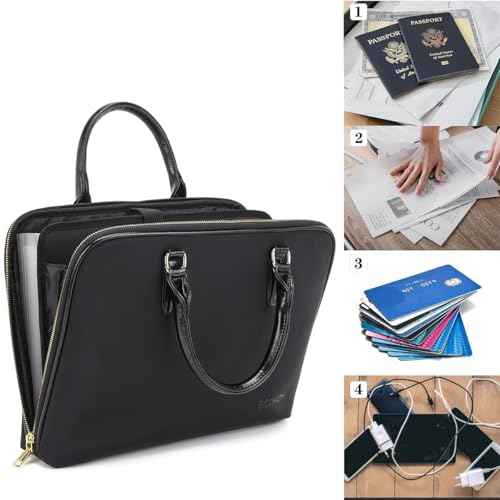 Accordian File Organizer Tote,Folder with Zipper & Labels,12 Pocket Expanding File Folder