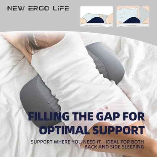 Lumbar Support Pillow, Memory Foam Cushion for Back Pain Relief, Ergonomic Waist Support for Side & Back Sleepers, Removable & Washable Cover, Ideal for Home, Office, and Car (Dark Gray)